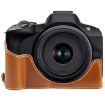 Canon EOS R50 Leather Camera Half Case Base, 1/4" Thread, Brown - 1