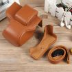 Canon EOS R50 Magnetic Leather Camera Case Bag with Strap, Brown - 1