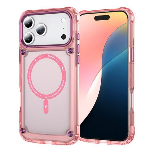 iPhone 17 Pro Max MagSafe Transparent Pink TPU + PC Case - 1