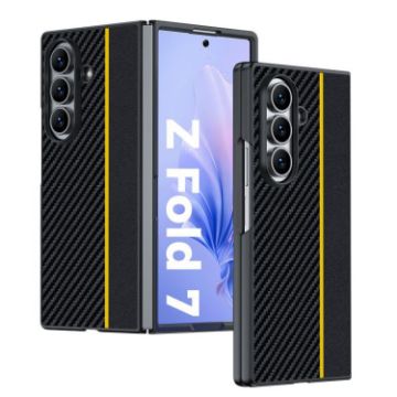 Samsung Galaxy Z Fold7 Ultra-thin Carbon Fiber Phone Case (Blk/Ylw) - 1