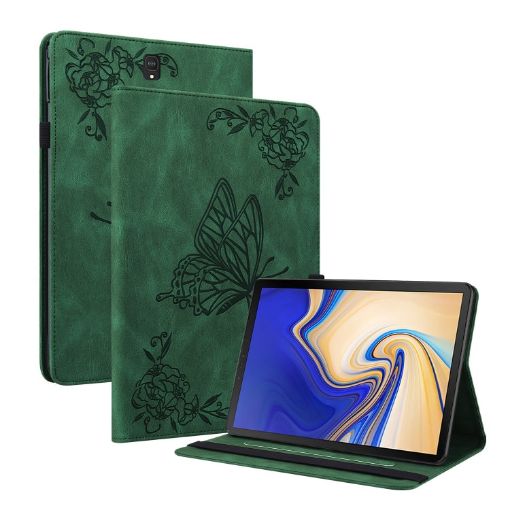 Galaxy Tab S4 10.5 Butterfly Flower Leather Case - Green - 1