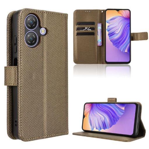 Ulefone Note 21 Brown Leather Phone Case with Diamond Texture - 1