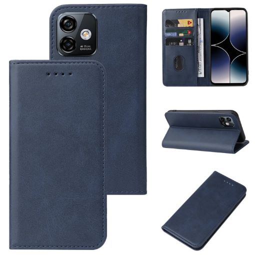 Ulefone Note 16 Pro Blue Leather Phone Case with Magnetic Closure - 1