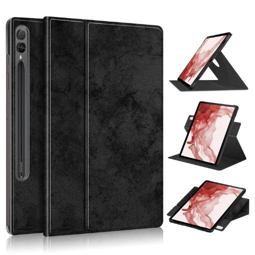 Samsung Galaxy Tab S9+ 360 Rotating Smart Leather Case (Black) - 1