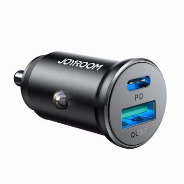 JOYROOM JR-CCN05 30W Mini Metal Car Charger, PD+QC3.0 (Black) - 1