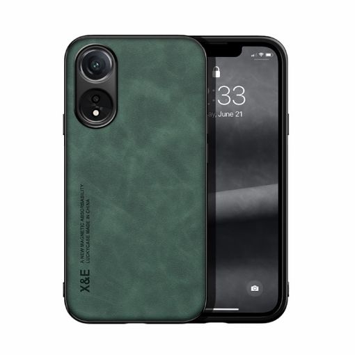 OPPO A78 4G Green Magnetic Leather Phone Case - 1