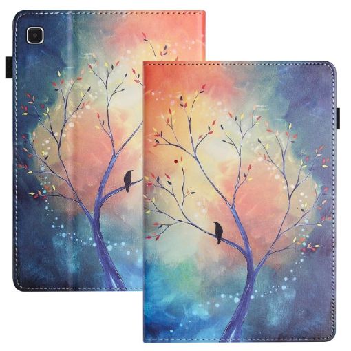 Galaxy Tab A 8.0 2019 Litchi Texture Leather Case (Oil Painting Tree) - 1