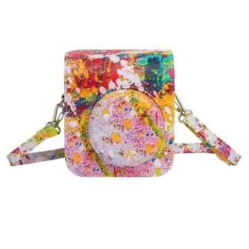 FUJIFILM instax mini 12 Leather Case Bag with Strap, Abstract Painting - 1