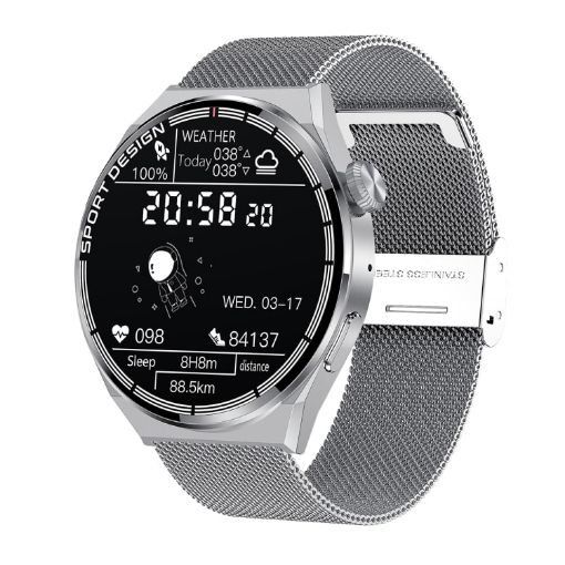 HDT MAX 1.60" Silver Dial Smart Watch, Bluetooth Call, IP68 Waterproof - 1