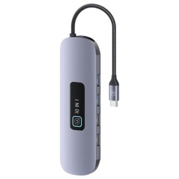 USAMS US-SJ644 PD100W 10-in-1 Type-C HUB with Light (Metal Grey) - 1