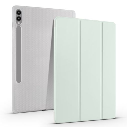 Galaxy Tab S10+/S9+ Smart Leather Case with Pen Slot (Light Green) - 1