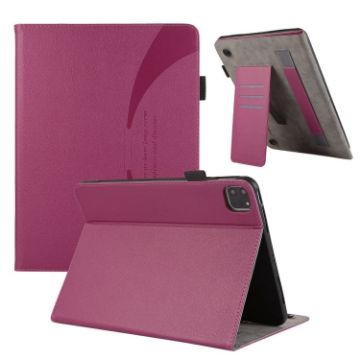 iPad Pro 13 2024 Purple Litchi Texture Leather Tablet Case - 1