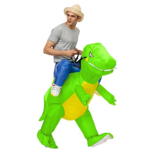 Fluorescent Green Dinosaur Inflatable Costume, Size M (120-140cm) - 1