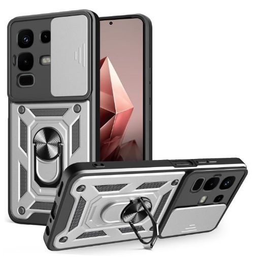 Infinix Note 50x Phone Case Silver TPU+PC with Sliding Camera Cover - 1