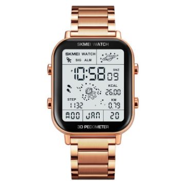 SKMEI 1888 Mens Rose Gold Stainless Steel Waterproof Sports Watch - 1