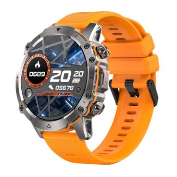 AK56 IP67 BT5.1 Smart Watch, Voice Call/Health, Silicone Orange Strap - 1