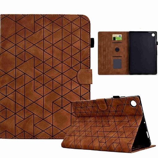 Samsung Galaxy Tab A8 2022 Leather Case, Rhombus TPU, Brown - 1