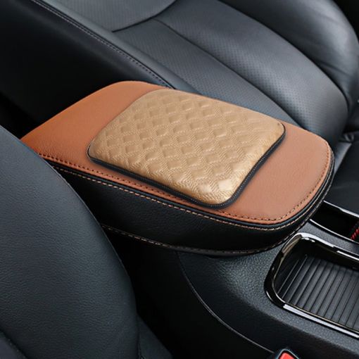 Universal Automotive Armrest Mats - Gold, 29.5x21cm Cushion Cover - 1
