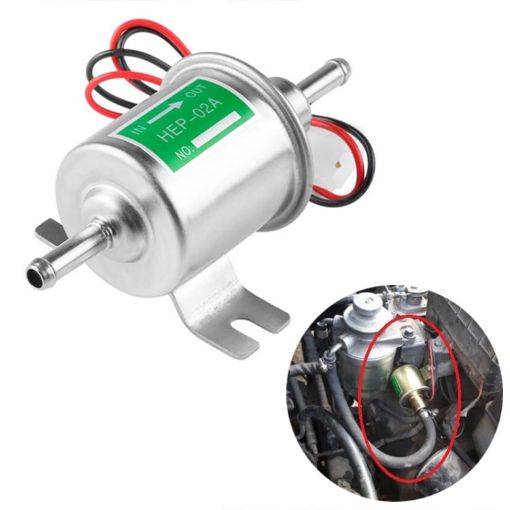 HEP-02A 12V Universal Inline Low Pressure Car Fuel Pump - Silver - 1