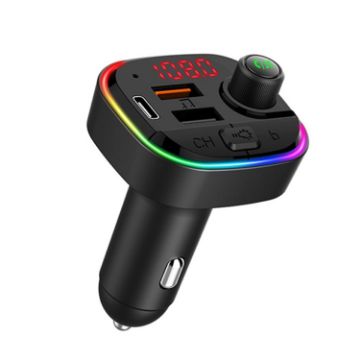 C13 Dual USB PD Car Charger & Bluetooth FM Transmitter with Light - 1