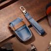 Hallmo Blue Leather Key Cover for 2018 Toyota Corolla 3-Button Keys - 2