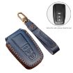 Hallmo Blue Leather Key Cover for 2018 Toyota Corolla 3-Button Keys - 3