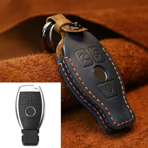 Mercedes-Benz Old Style Car Leather Key Cover (Blue) - 1