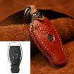 Red Cowhide Leather Key Cover for Mercedes-Benz Old Style Car - 1