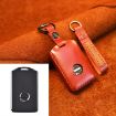 Volvo Car Cowhide Leather Key Cover Case (Red, Single Slit Style) - 1