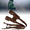 Dual Shoulder Leather Camera Strap with Metal Hook (Brown) - 3