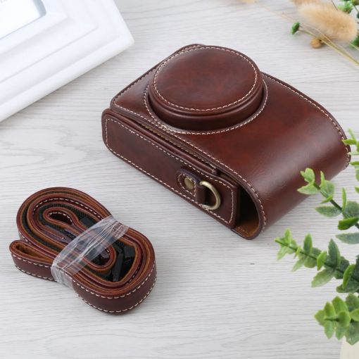 Vertical Flip Leather Camera Case for Ricoh GR III/GRII, Sony ZV-1 (Coffee) - 1