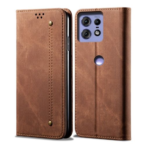 Motorola Edge 50 Pro 5G Denim Texture Leather Flip Case (Brown) - 1
