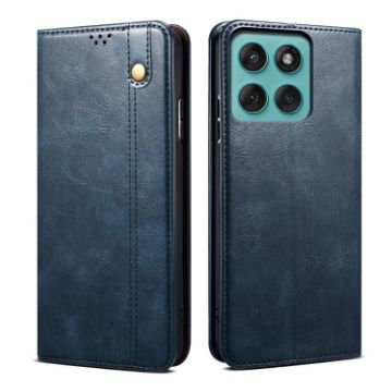Moto G86 Power Oil Wax Crazy Horse Leather Phone Case (Blue) - 1