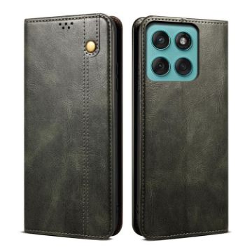 Motorola Edge 60 Pro Green Leather Phone Case - Crazy Horse Texture - 1