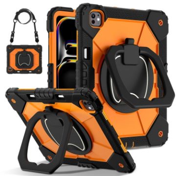 iPad Pro 13 2024 Black Orange Contrast Robot Silicone Case - 1