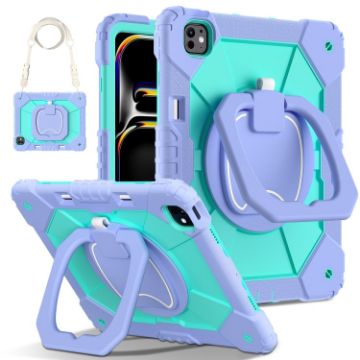 iPad Pro 13 2024 Purple Mint Green Robot Silicone Case - 1