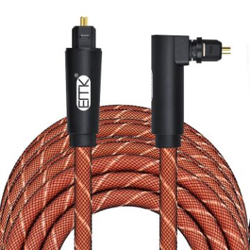 EMK 5m Orange Swivel 90 Rotatable Optical Audio Cable - 1