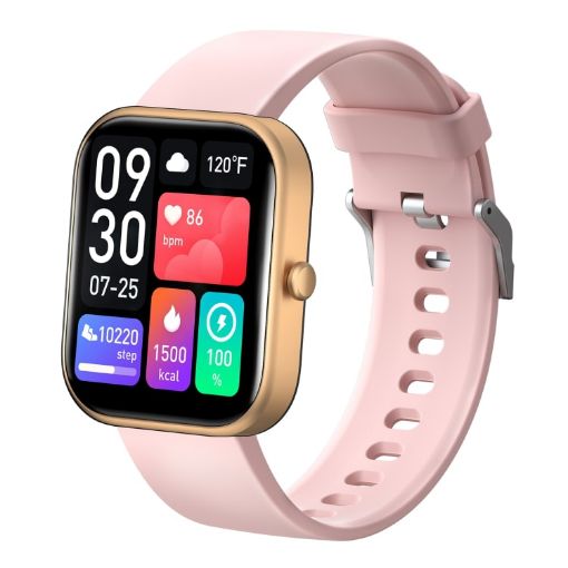 GTS5 2" Fitness Health Smart Watch, BT Call/Heart/BP/Glucose, Rose Gold - 1
