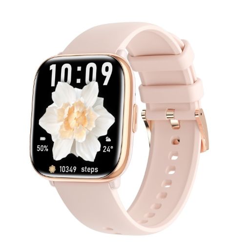 HD12 1.75" IP68 Waterproof Smart Watch, Blood Oxygen Monitor, Pink - 1