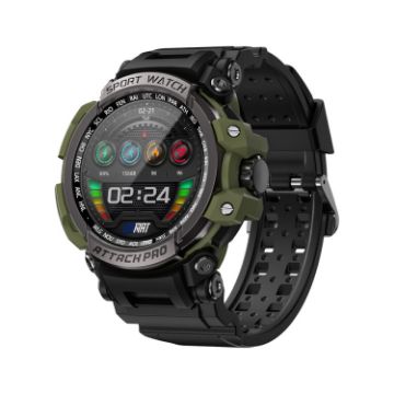 LOKMAT ATTACK Pro 1.39" Smart Watch, BT Call, Health Monitor (Black Green) - 1