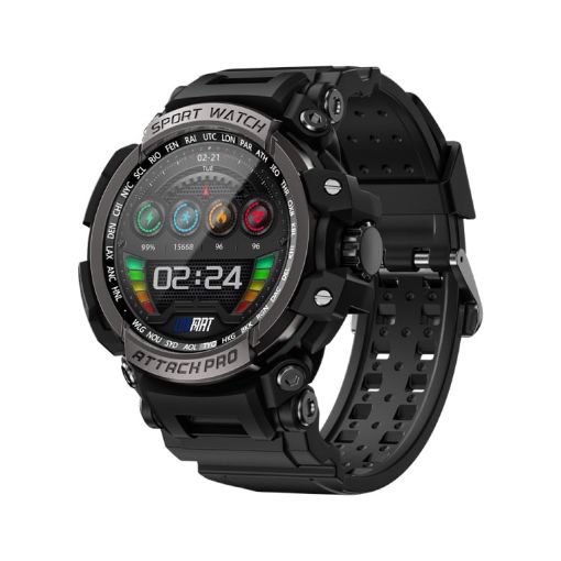LOKMAT ATTACK Pro 1.39" BT5.1 Smart Watch, Health Monitor, Silver Black - 1