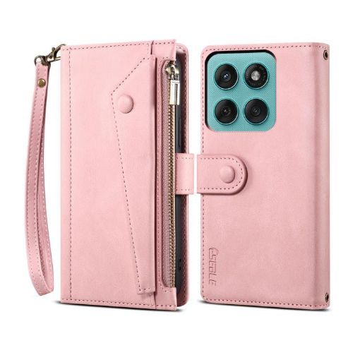 Moto G86 Power ESEBLE Retro Frosted RFID Leather Case (Rose Gold) - 1
