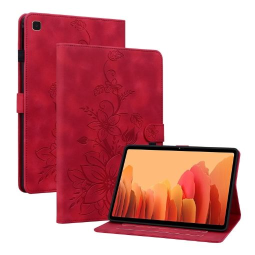 Lily Embossed Leather Case for Samsung Galaxy Tab A7 10.4 (Red) - 1