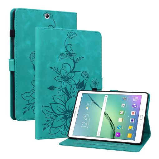 Galaxy Tab S2 9.7 T810 T815 Green Lily Leather Case - 1