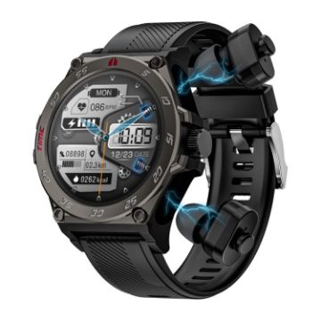 LC18 Sport Smart Watch & Earbuds: BT Call, Health Monitor, IP67, Black - 1