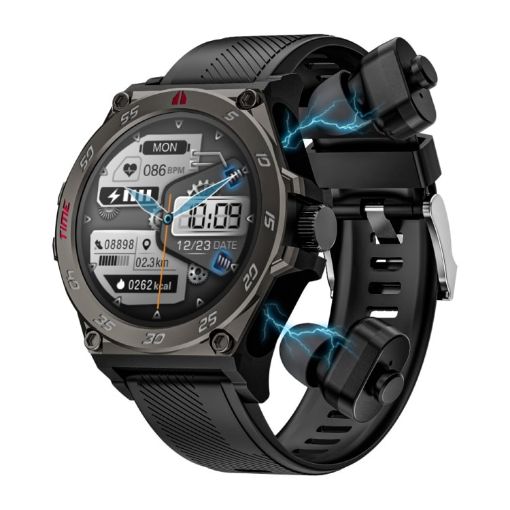 LC18 Sport Smart Watch & Earbuds: BT Call, Health Monitor, IP67, Black - 1
