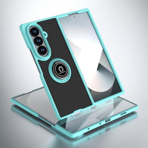 Galaxy Z Fold7 Q Shadow Series TPU + PC Case with Ring - Sky Blue - 1