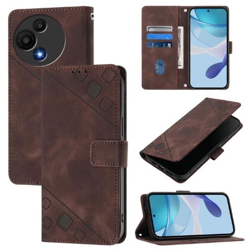 TCL 60 SE NxtPaper/605 Embossed Leather Phone Case - Brown - 1