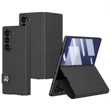 Samsung Galaxy Z Fold7 5G Leather Flip Case - Carbon Fiber Texture - 1