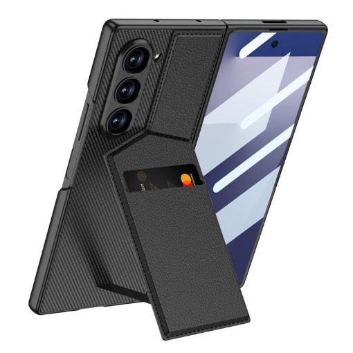 Samsung Galaxy Z Fold7 GKK Card Bag Case with Rotor Bracket, Black - 1